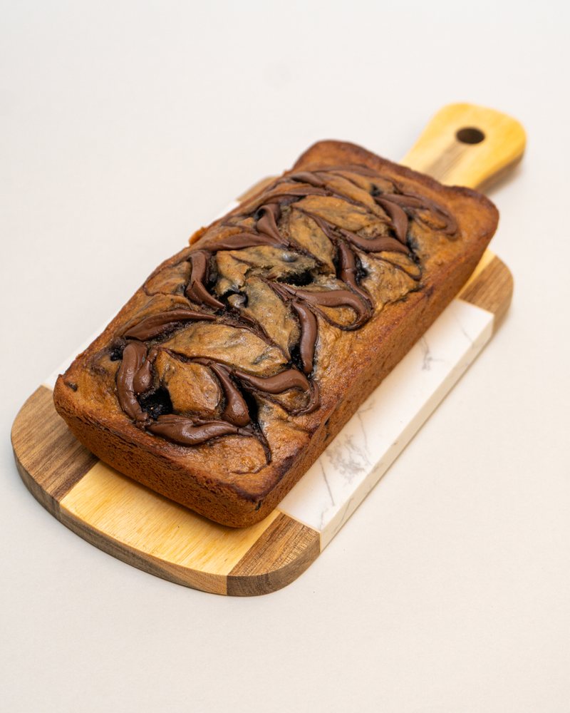 Pan de banano: Nutella + arándanos